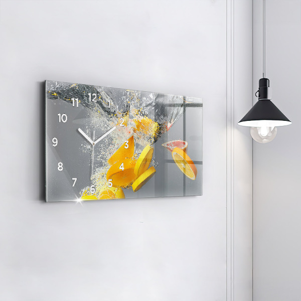 Horizontal wall clock Citrus in water
