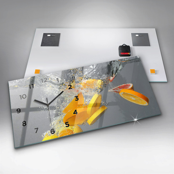 Horizontal wall clock Citrus in water