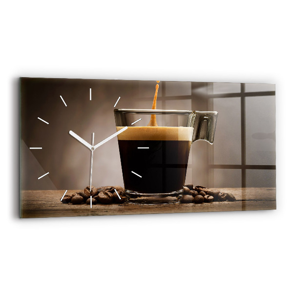 Horizontal wall clock A cup of coffee