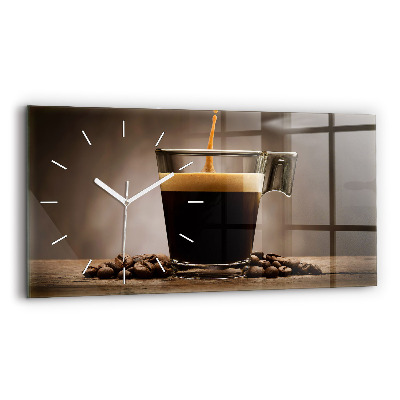Horizontal wall clock A cup of coffee