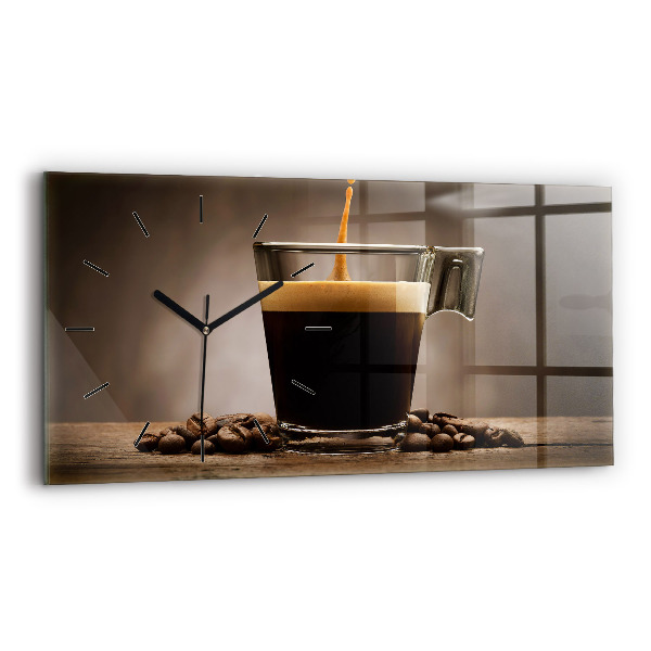 Horizontal wall clock A cup of coffee