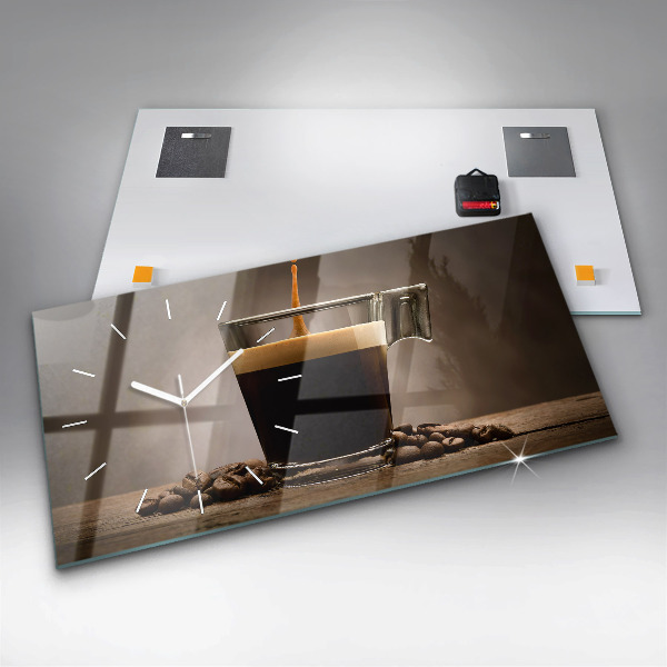 Horizontal wall clock A cup of coffee