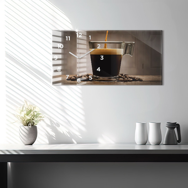 Horizontal wall clock A cup of coffee