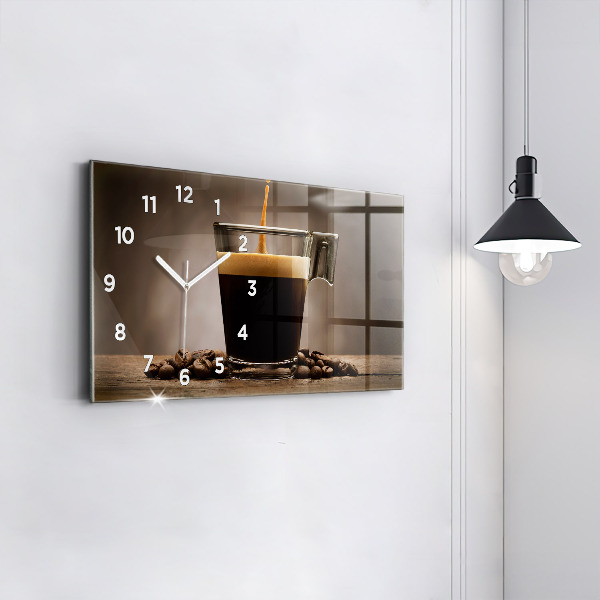 Horizontal wall clock A cup of coffee