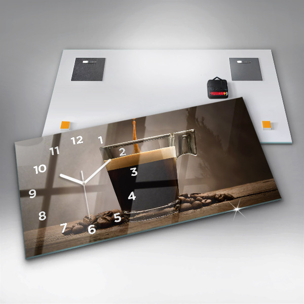 Horizontal wall clock A cup of coffee