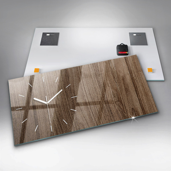 Horizontal wall clock Dark wood