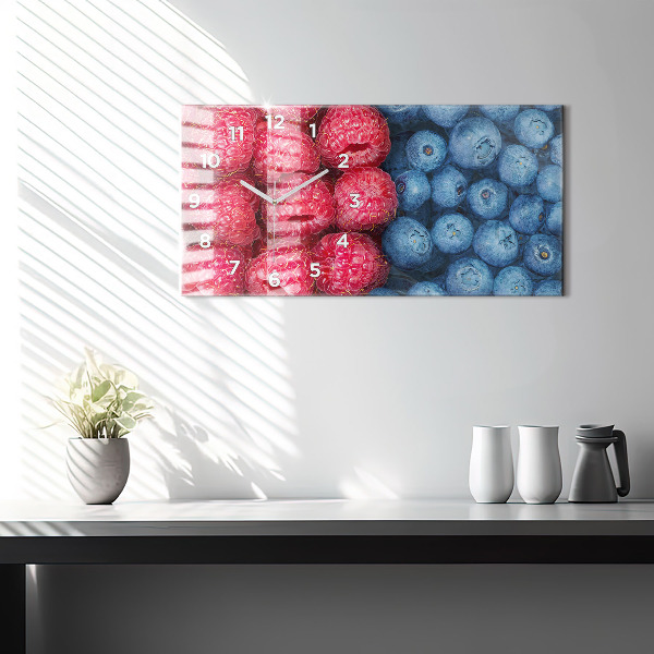 Horizontal wall clock Blueberries and raspberries