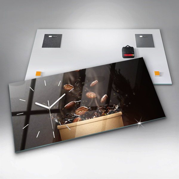 Horizontal wall clock Hot coffee