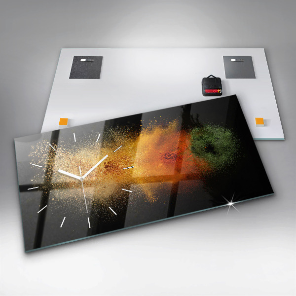 Horizontal wall clock Spices scattered