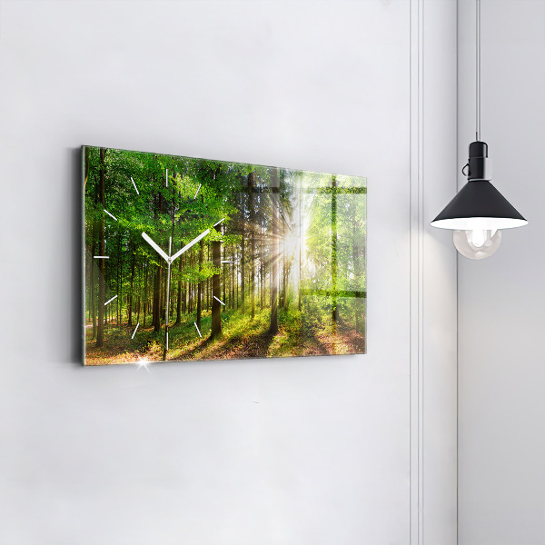 Horizontal wall clock Forest sunrise