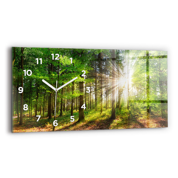 Horizontal wall clock Forest sunrise