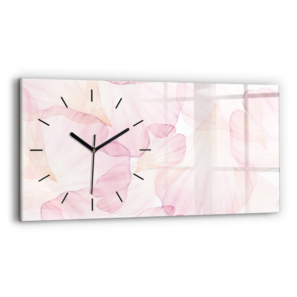 Horizontal wall clock Watercolor petals