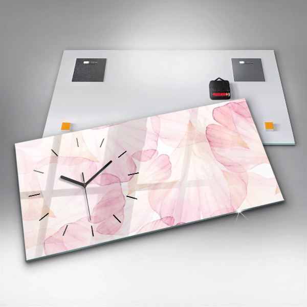 Horizontal wall clock Watercolor petals