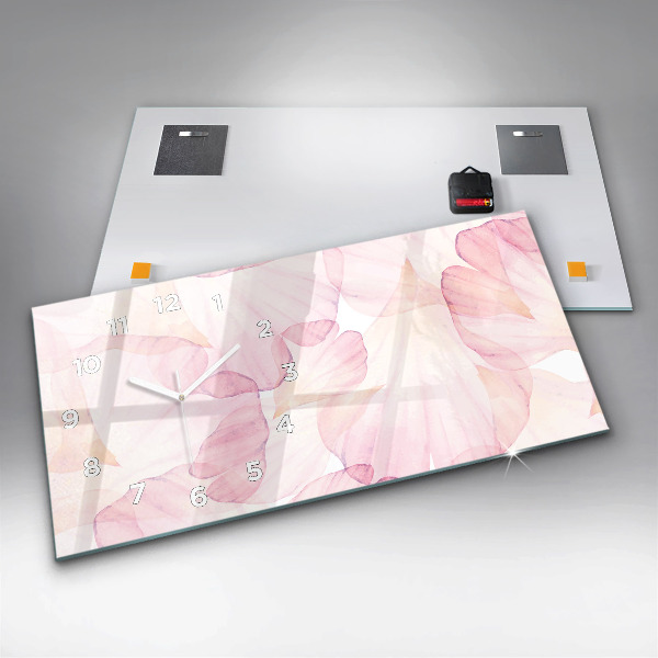 Horizontal wall clock Watercolor petals