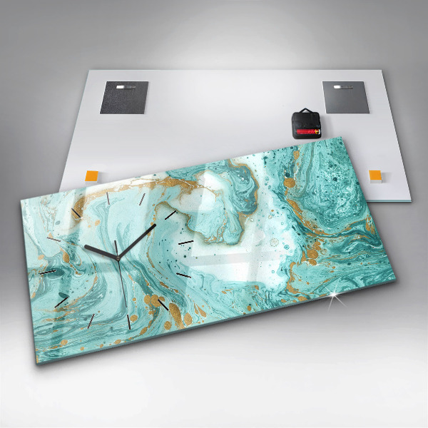 Horizontal wall clock Marble texture