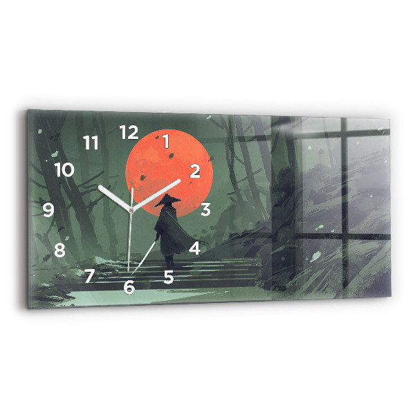 Horizontal wall clock Samurai in the forest