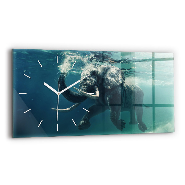 Horizontal wall clock Swimming elephant in the ocean