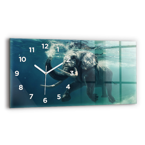 Horizontal wall clock Swimming elephant in the ocean