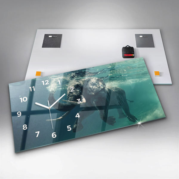 Horizontal wall clock Swimming elephant in the ocean