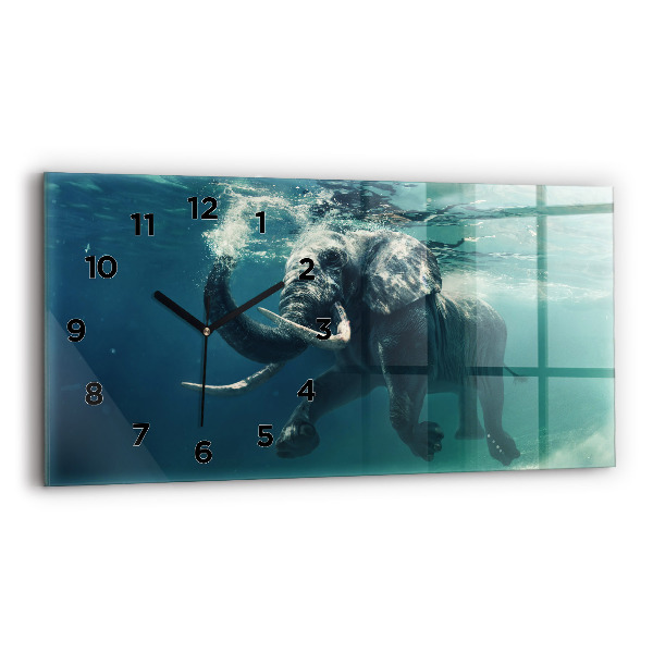 Horizontal wall clock Swimming elephant in the ocean