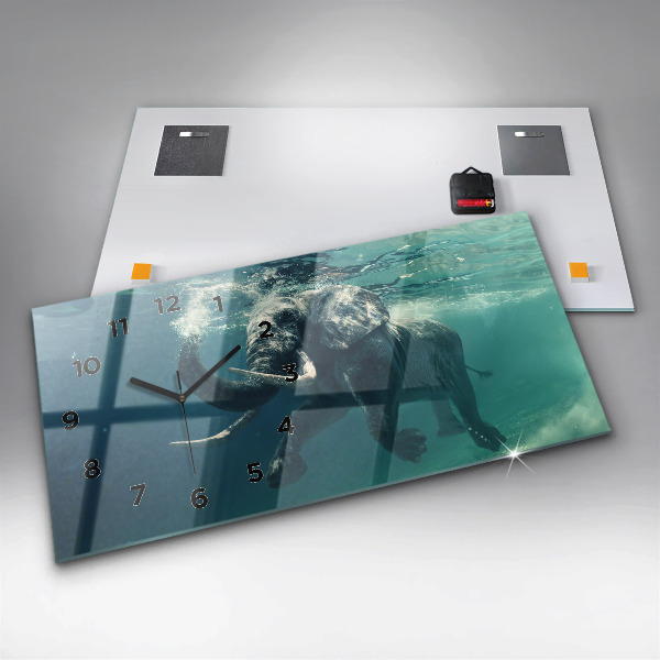 Horizontal wall clock Swimming elephant in the ocean