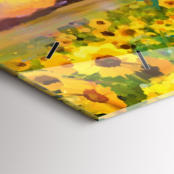 Horizontal wall clock Sunflower Field