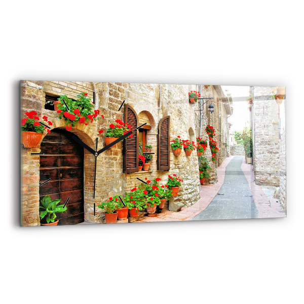 Horizontal wall clock A picturesque street