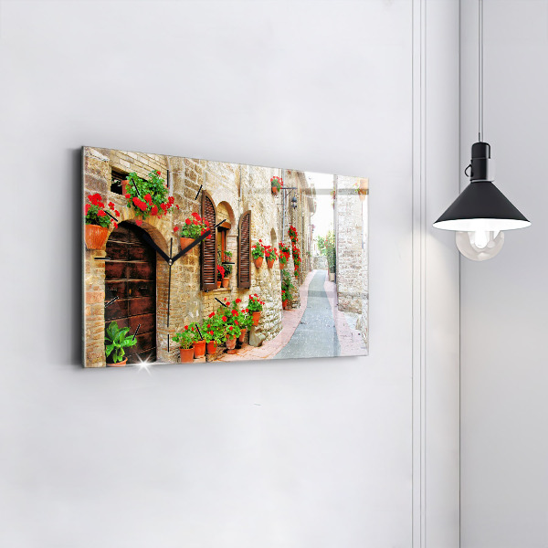 Horizontal wall clock A picturesque street