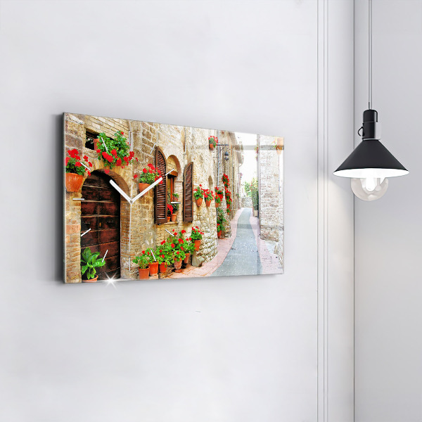 Horizontal wall clock A picturesque street