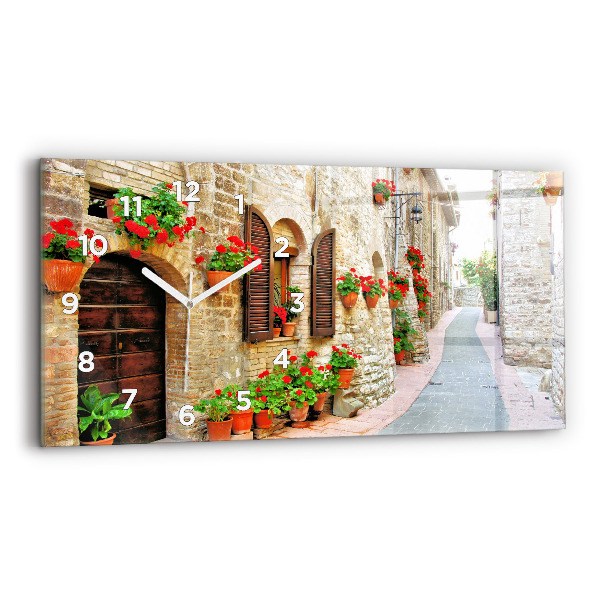 Horizontal wall clock A picturesque street