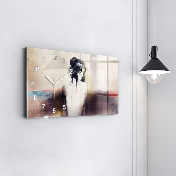 Horizontal wall clock Abstract portrait of a woman
