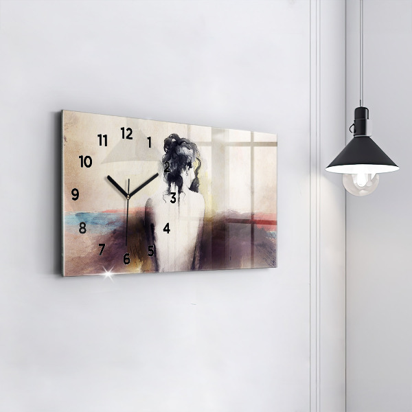 Horizontal wall clock Abstract portrait of a woman