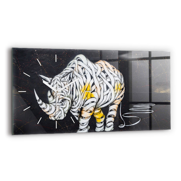 Horizontal wall clock Abstract rhino