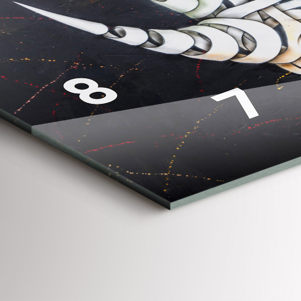 Horizontal wall clock Abstract rhino