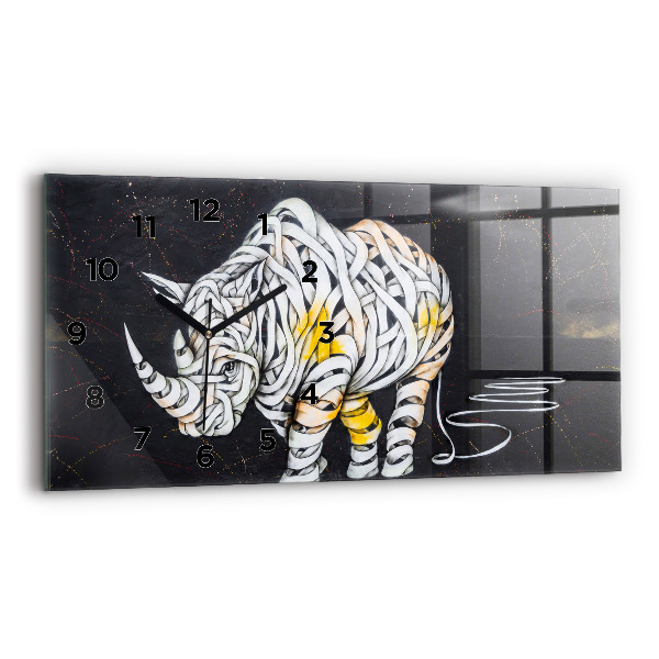 Horizontal wall clock Abstract rhino