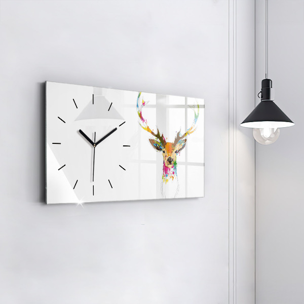 Horizontal wall clock Colorful deer head