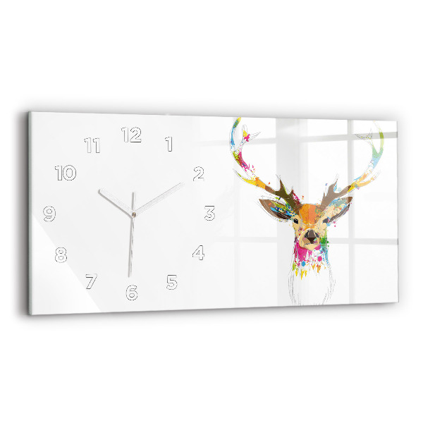 Horizontal wall clock Colorful deer head