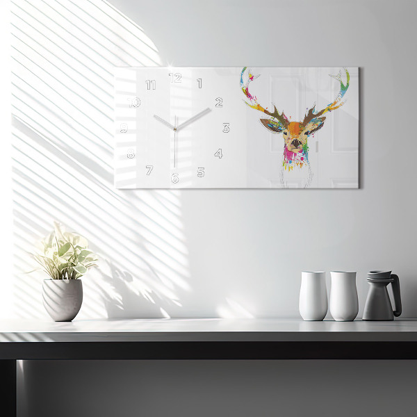 Horizontal wall clock Colorful deer head