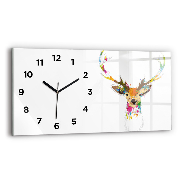Horizontal wall clock Colorful deer head