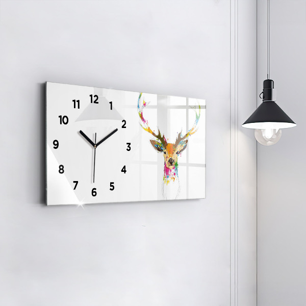Horizontal wall clock Colorful deer head