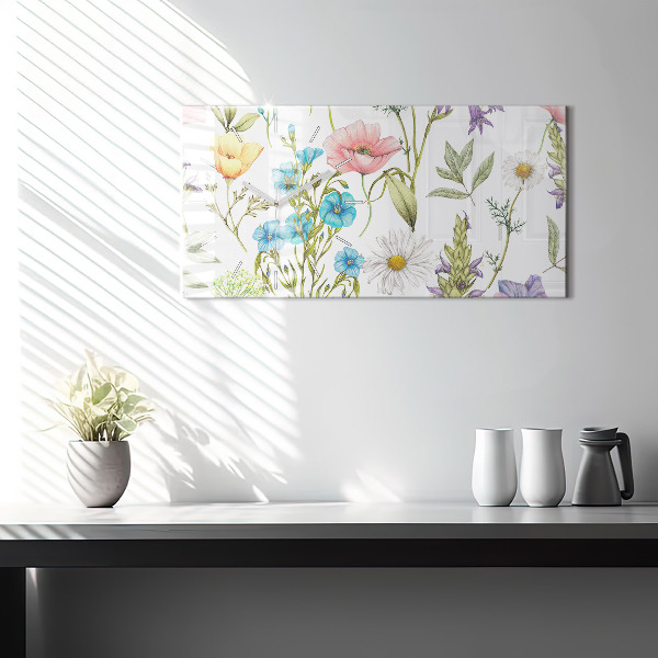 Horizontal wall clock Flower Composition