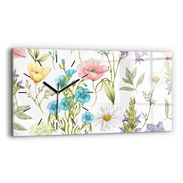 Horizontal wall clock Flower Composition