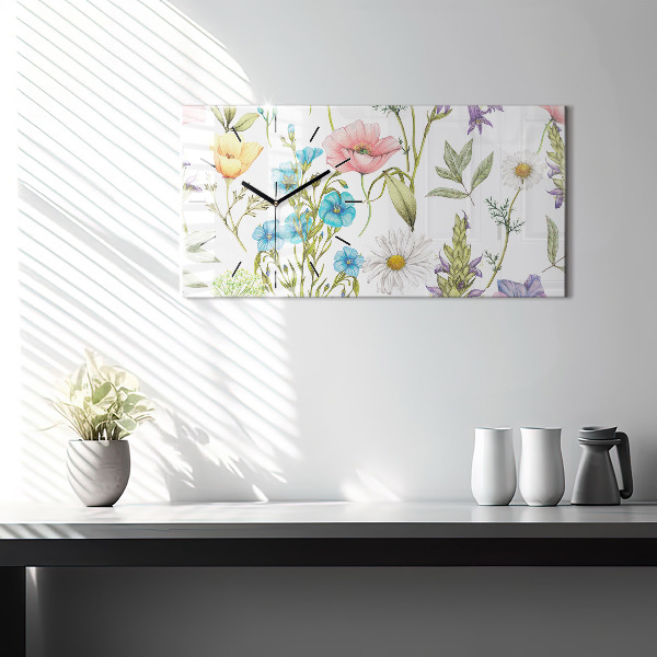 Horizontal wall clock Flower Composition
