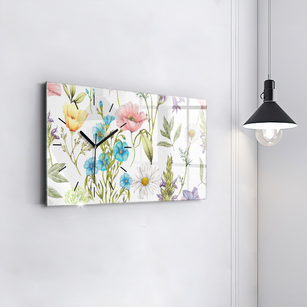 Horizontal wall clock Flower Composition
