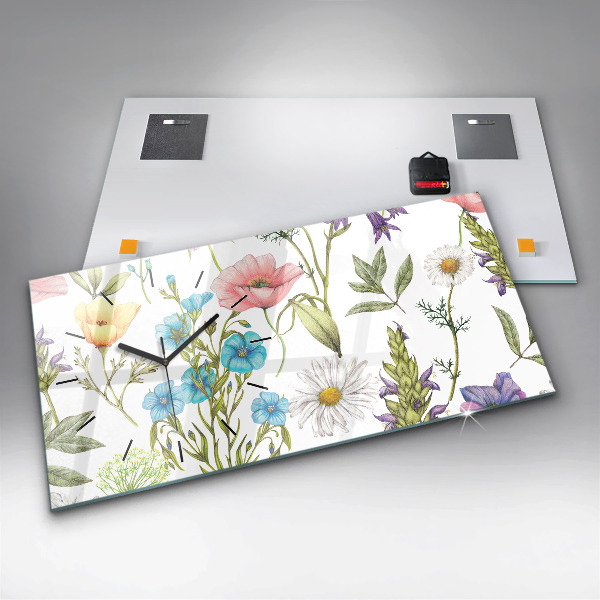 Horizontal wall clock Flower Composition