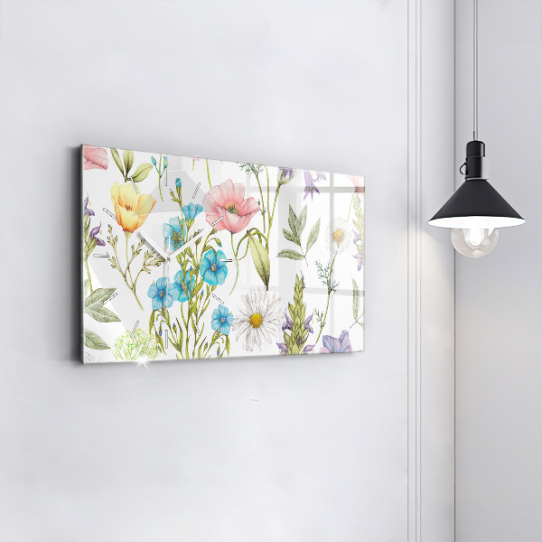 Horizontal wall clock Flower Composition