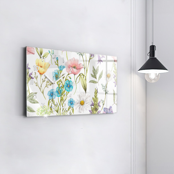 Horizontal wall clock Flower Composition