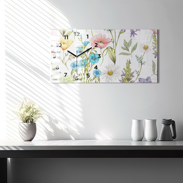 Horizontal wall clock Flower Composition