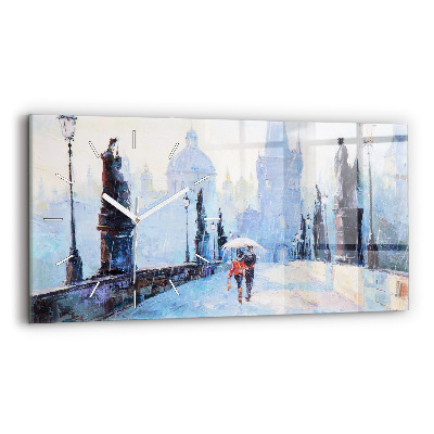 Horizontal wall clock Oil art