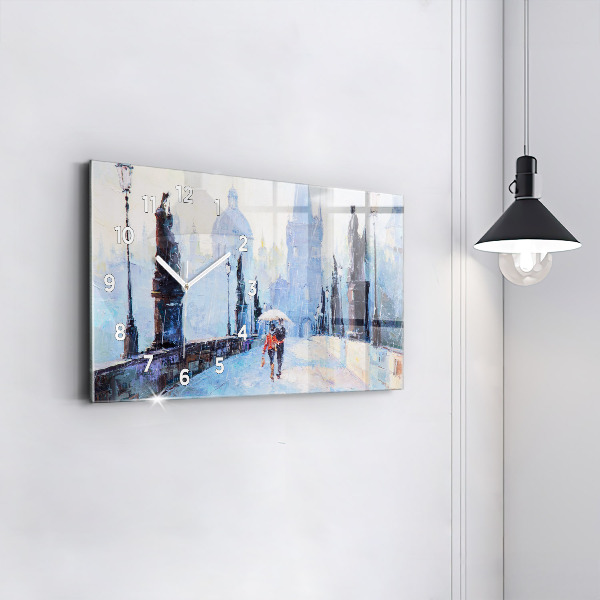 Horizontal wall clock Oil art